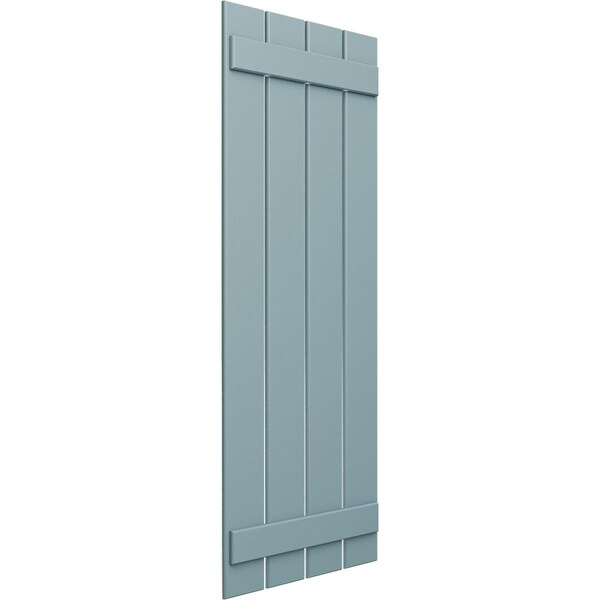 True Fit PVC Four Board Spaced Board-n-Batten Shutters, Peaceful Blue , 23W X 26H